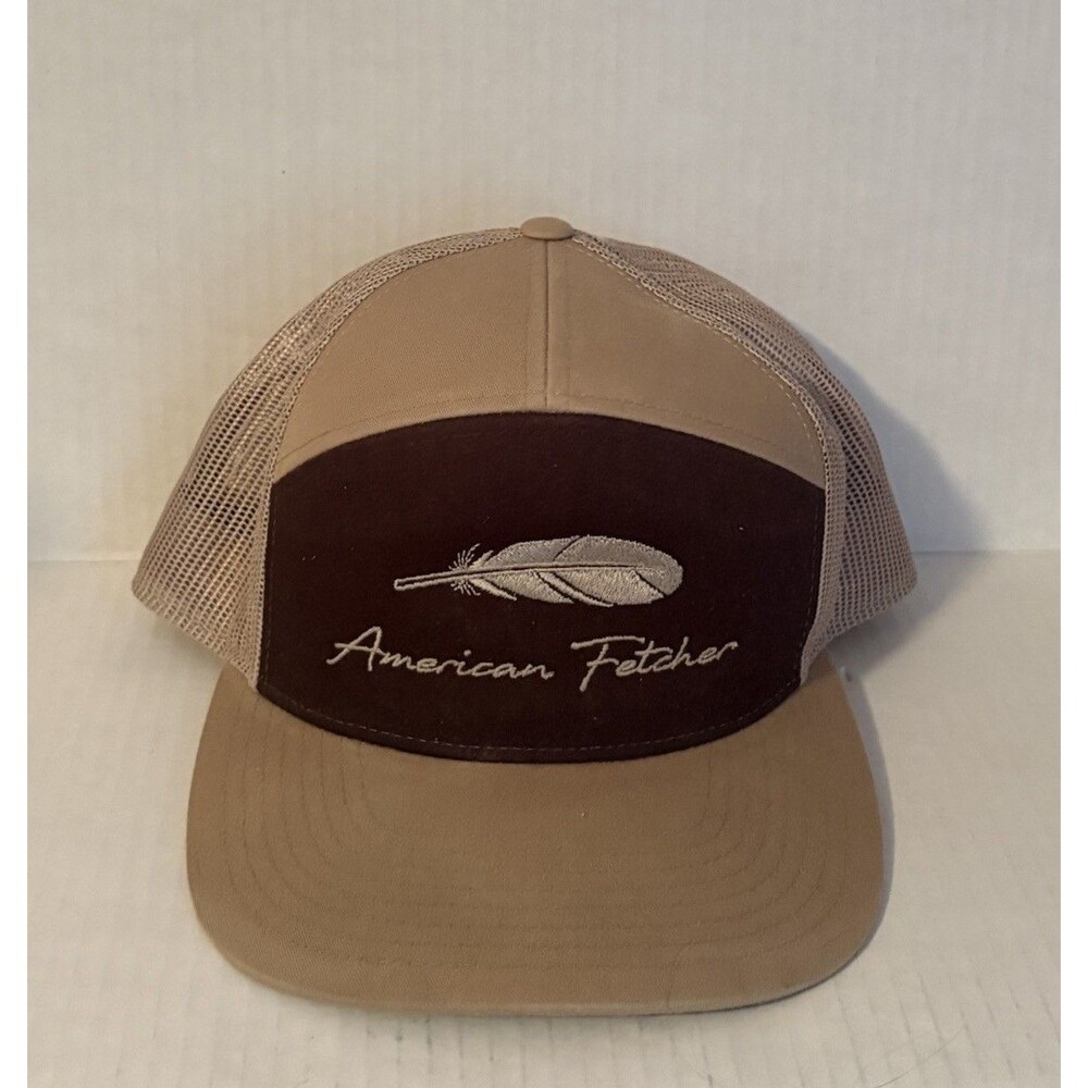 American Fetcher Brown Tan Trucker Hat Brown Mesh Back Adjustable